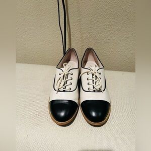 Abound Two-Tone Black and White Lace-Up Flats